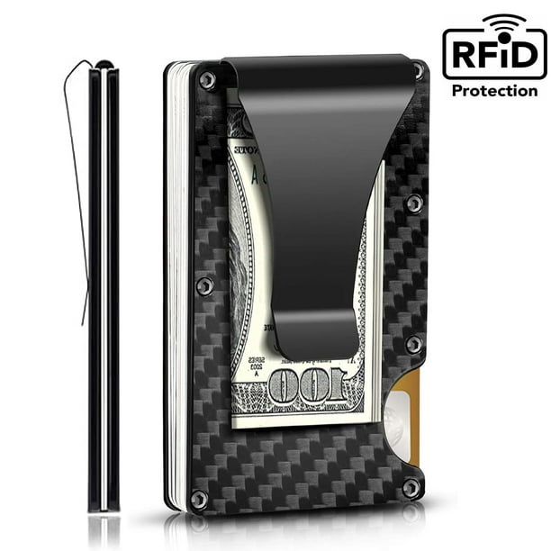 RFID Blocking Credit Card Holder Metal Wallet Carbon Fiber Minimalist Wallet for Men Money Clip Slim Front Pocket RFID Blocking Credit Card Holder Metal Wallet Carbon Fiber Minimalist Wallet for Men Money Clip Slim Front Pocket